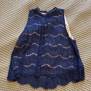love, Fire Navy Lace Halter Top